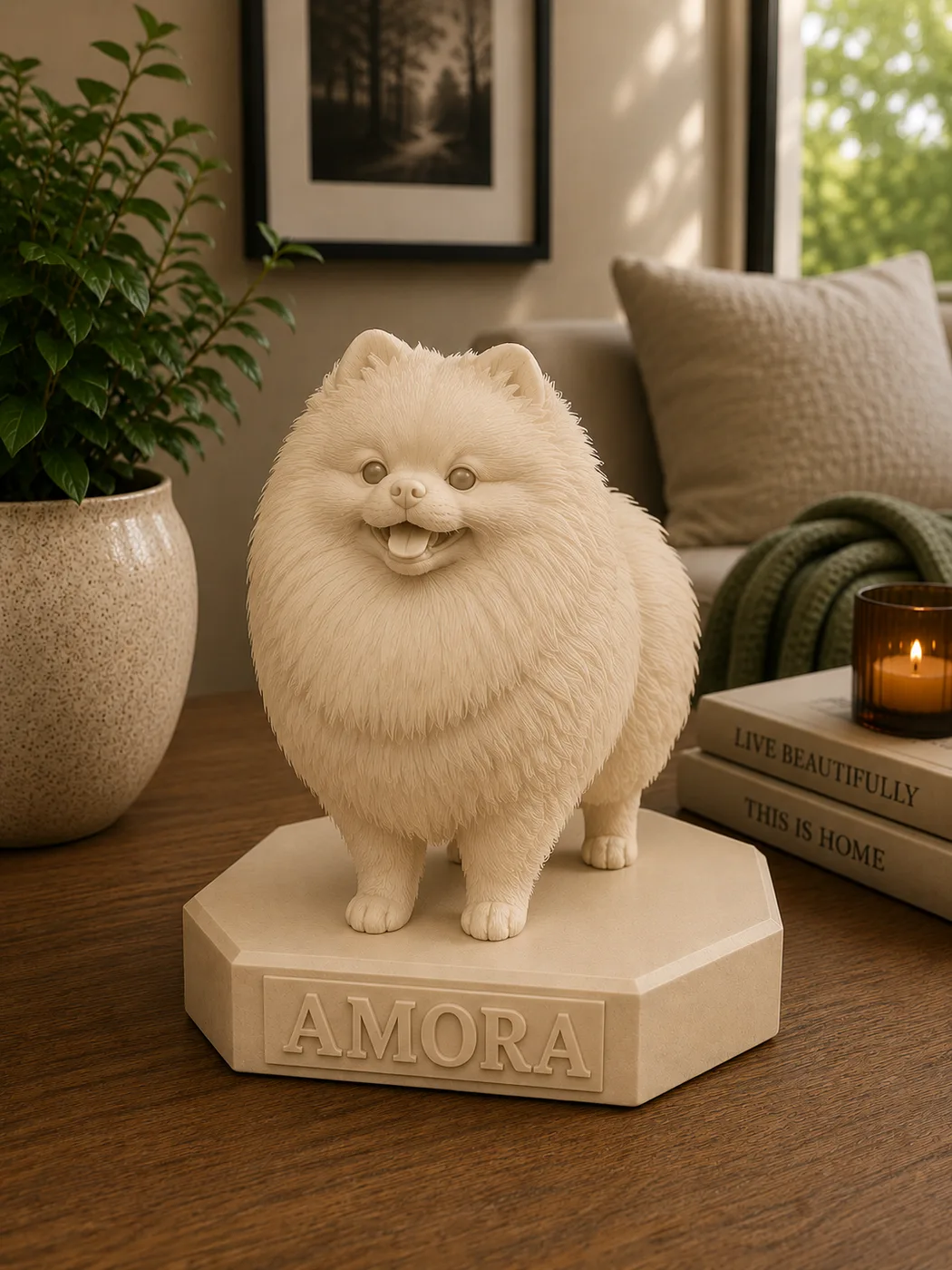 Escultura LumoraPet — Amora · Sand Beige