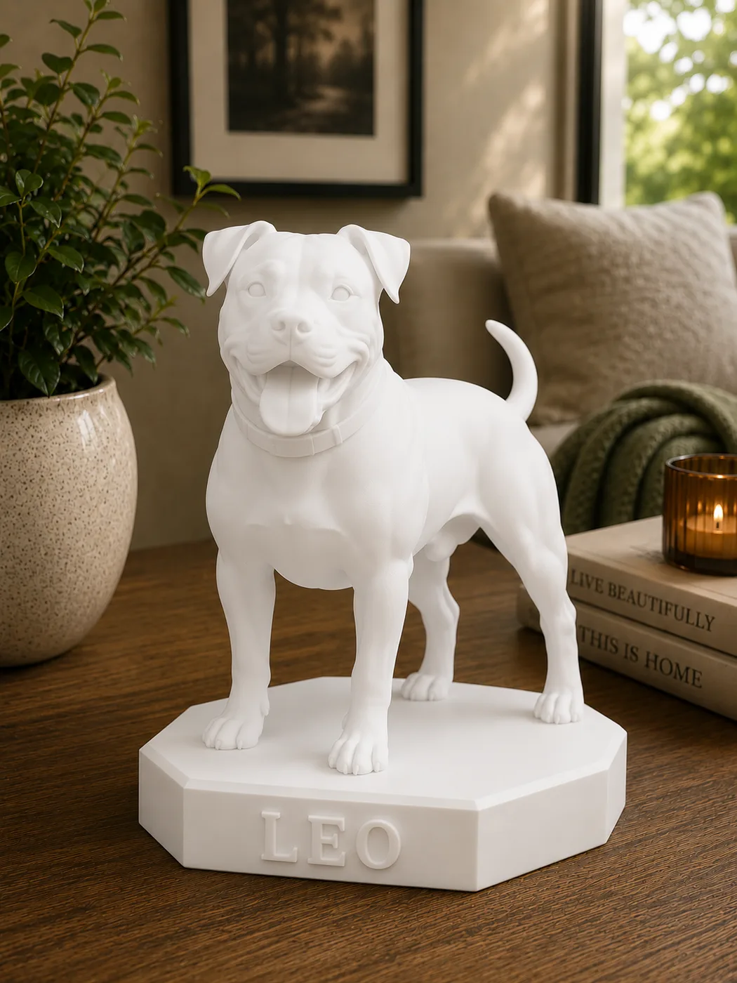 Escultura LumoraPet — Leo · Off White