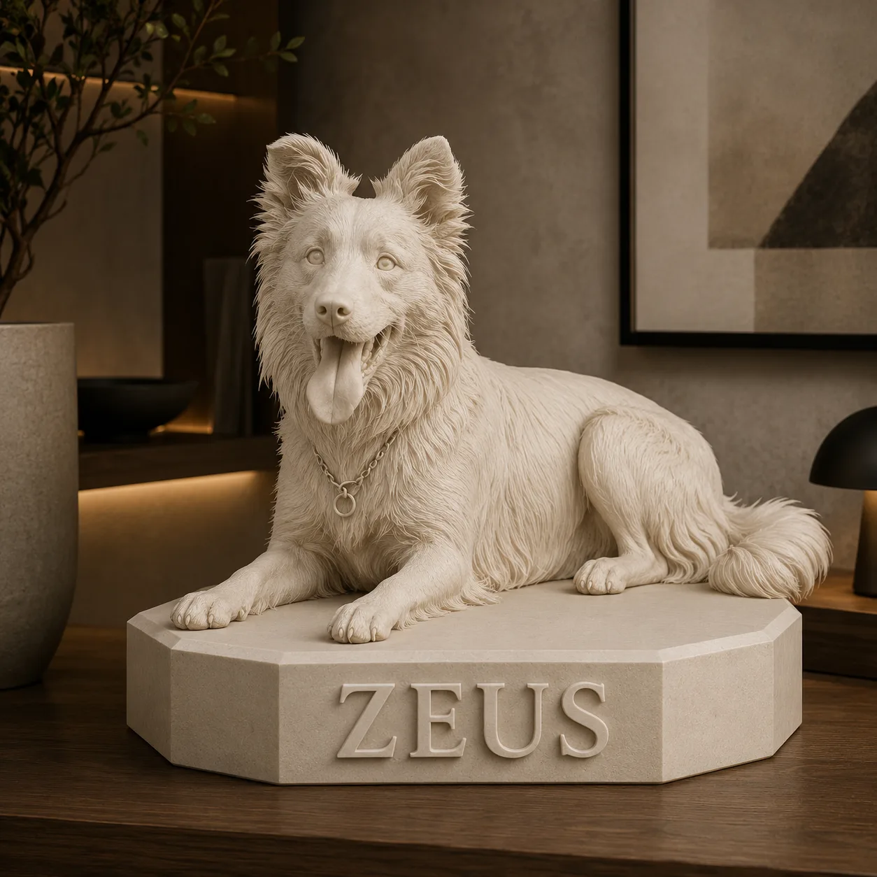 Escultura LumoraPet — Zeus · Off White