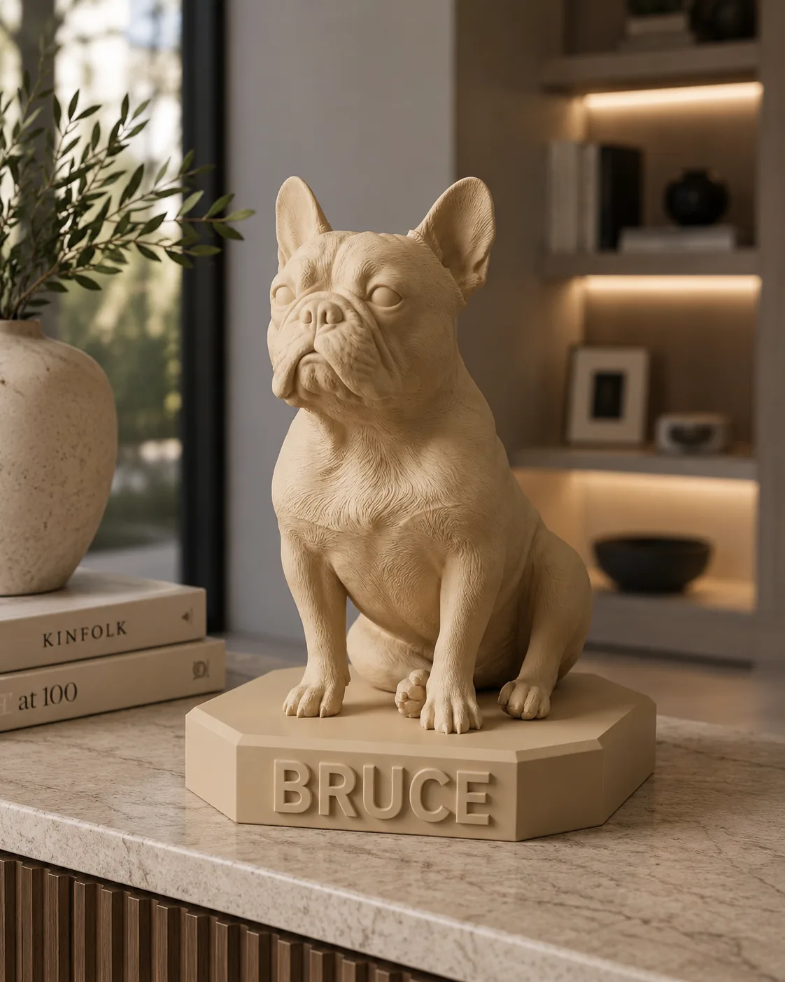 Escultura LumoraPet — Bulldog bege